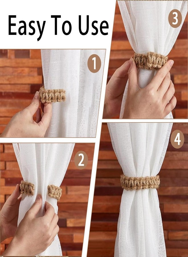 panthra 4 Pieces of Curtain Ties, Boho Curtain Tiebacks, Elegant and Simple Style, Durable, Widely Used in Thin and Thick Curtains for Office, Home and Bedroom (Brown) - Image 3